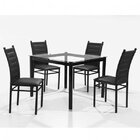 Conjunto Sala De Jantar Mesa Tampo De Vidro 100x100cm 4 Cadei