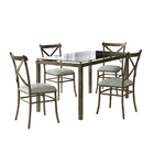 Conjunto Sala De Jantar Mesa Tampo De Vidro 120x80 Com 4 Cade