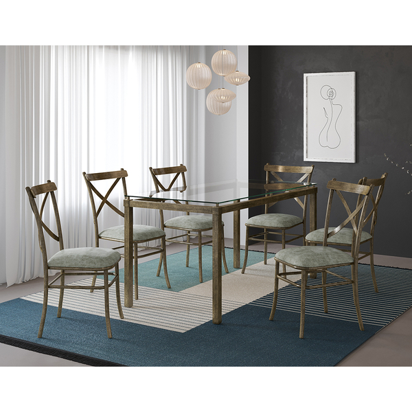 Conjunto Sala De Jantar Mesa Tampo De Vidro 160x80 Com 6 Cade
