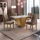 Conjunto Sala De Jantar Mesa Tampo De Vidro 4 Cadeiras Espanh