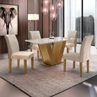 Conjunto Sala De Jantar Mesa Tampo De Vidro 4 Cadeiras Espanh