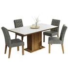 Conjunto Sala De Jantar Mesa Tampo De Vidro 4 Cadeiras Rustic