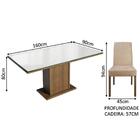 Conjunto Sala De Jantar Mesa Tampo De Vidro 4 Cadeiras Rustic