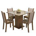 Conjunto Sala De Jantar Mesa Tampo De Vidro 4 Cadeiras Rustic