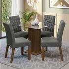 Conjunto Sala De Jantar Mesa Tampo De Vidro 4 Cadeiras Rustic