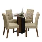 Conjunto Sala De Jantar Mesa Tampo De Vidro 4 Cadeiras Rustic