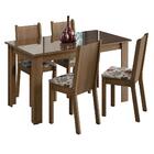 Conjunto Sala De Jantar Mesa Tampo De Vidro 4 Cadeiras Rustic