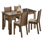 Conjunto Sala De Jantar Mesa Tampo De Vidro 4 Cadeiras Rustic