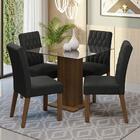 Conjunto Sala De Jantar Mesa Tampo De Vidro 4 Cadeiras Rustic
