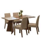 Conjunto Sala De Jantar Mesa Tampo De Vidro 4 Cadeiras Rustic