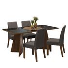 Conjunto Sala De Jantar Mesa Tampo De Vidro 4 Cadeiras Rustic