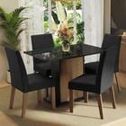 Conjunto Sala De Jantar Mesa Tampo De Vidro 4 Cadeiras Rustic