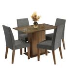 Conjunto Sala De Jantar Mesa Tampo De Vidro 4 Cadeiras Rustic