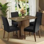 Conjunto Sala De Jantar Mesa Tampo De Vidro 4 Cadeiras Rustic