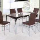 Conjunto Sala De Jantar Mesa Tampo De Vidro 6 Cadeiras Aço To