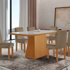 Conjunto Sala De Jantar Mesa Tampo De Vidro 6 Cadeiras Flora