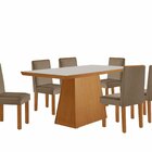 Conjunto Sala De Jantar Mesa Tampo De Vidro 6 Cadeiras Flora