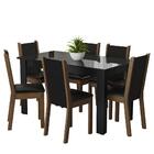 Conjunto Sala De Jantar Mesa Tampo De Vidro 6 Cadeiras Preto/