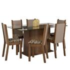 Conjunto Sala De Jantar Mesa Tampo De Vidro 6 Cadeiras Rustic