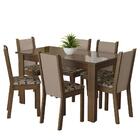 Conjunto Sala De Jantar Mesa Tampo De Vidro 6 Cadeiras Rustic