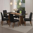 Conjunto Sala De Jantar Mesa Tampo De Vidro 6 Cadeiras Rustic