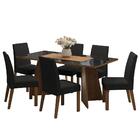 Conjunto Sala De Jantar Mesa Tampo De Vidro 6 Cadeiras Rustic