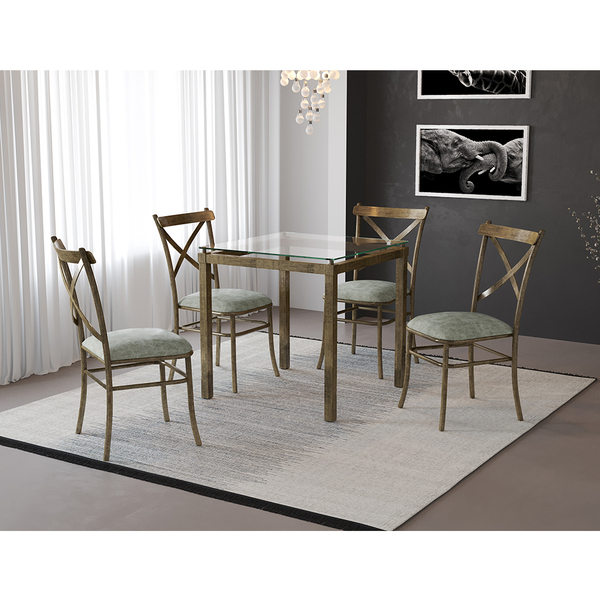 Conjunto Sala De Jantar Mesa Tampo De Vidro 80x80 Com 4 Cadei