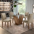 Conjunto Sala De Jantar Mesa Tampo De Vidro Classic E 4 Cadei