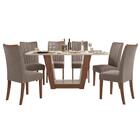 Conjunto Sala De Jantar Mesa Tampo De Vidro/mdf 6 Cadeiras Ap