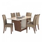 Conjunto Sala De Jantar Mesa Tampo De Vidro/mdf 6 Cadeiras Ap