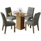 Conjunto Sala De Jantar Mesa Tampo De Vidro Redondo 4 Cadeira