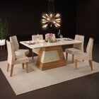 Conjunto Sala De Jantar Mesa Tampo De Vidro Rita Com 6 Cadeir