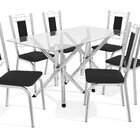 Conjunto Sala De Jantar Mesa Tampo De Vidro Volga E 6 Cadeira