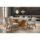 Conjunto Sala De Jantar Mesa Tampo Em Mdf/vidro E 6 Cadeiras
