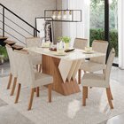 Conjunto Sala De Jantar Mesa Tampo Em Vidro 6 Cadeiras Katari