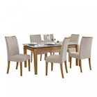 Conjunto Sala De Jantar Mesa Tampo Em Vidro Aries 6 Cadeiras