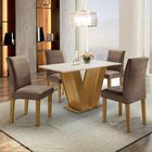 Conjunto Sala De Jantar Mesa Tampo Mdf 4 Cadeiras Espanha Esp