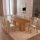 Conjunto Sala De Jantar Mesa Tampo Mdf 6 Cadeiras Sakura Natu