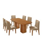 Conjunto Sala De Jantar Mesa Tampo Mdf 6 Cadeiras Sakura Natu