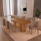 Conjunto Sala De Jantar Mesa Tampo Mdf 6 Cadeiras Sakura Natu