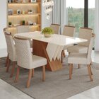 Conjunto Sala De Jantar Mesa Tampo Mdf Canto Arredondado E Vi