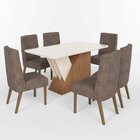 Conjunto Sala De Jantar Mesa Tampo Mdf E Vidro 6 Cadeiras Jés