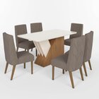 Conjunto Sala De Jantar Mesa Tampo Mdf E Vidro 6 Cadeiras Jés