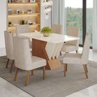 Conjunto Sala De Jantar Mesa Tampo Mdf E Vidro 6 Cadeiras Jés