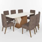 Conjunto Sala De Jantar Mesa Tampo Mdf E Vidro 8 Cadeiras Jés