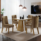 Conjunto Sala De Jantar Mesa Tampo Mdf E Vidro E 4 Cadeiras D