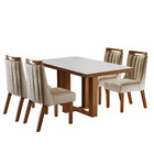 Conjunto Sala De Jantar Mesa Tampo Mdf E Vidro E 4 Cadeiras L