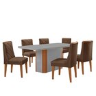 Conjunto Sala De Jantar Mesa Tampo Mdf/vidro 6 Cadeiras Ester