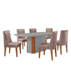 Conjunto Sala De Jantar Mesa Tampo Mdf/vidro 6 Cadeiras Ester