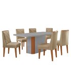 Conjunto Sala De Jantar Mesa Tampo Mdf/vidro 6 Cadeiras Ester